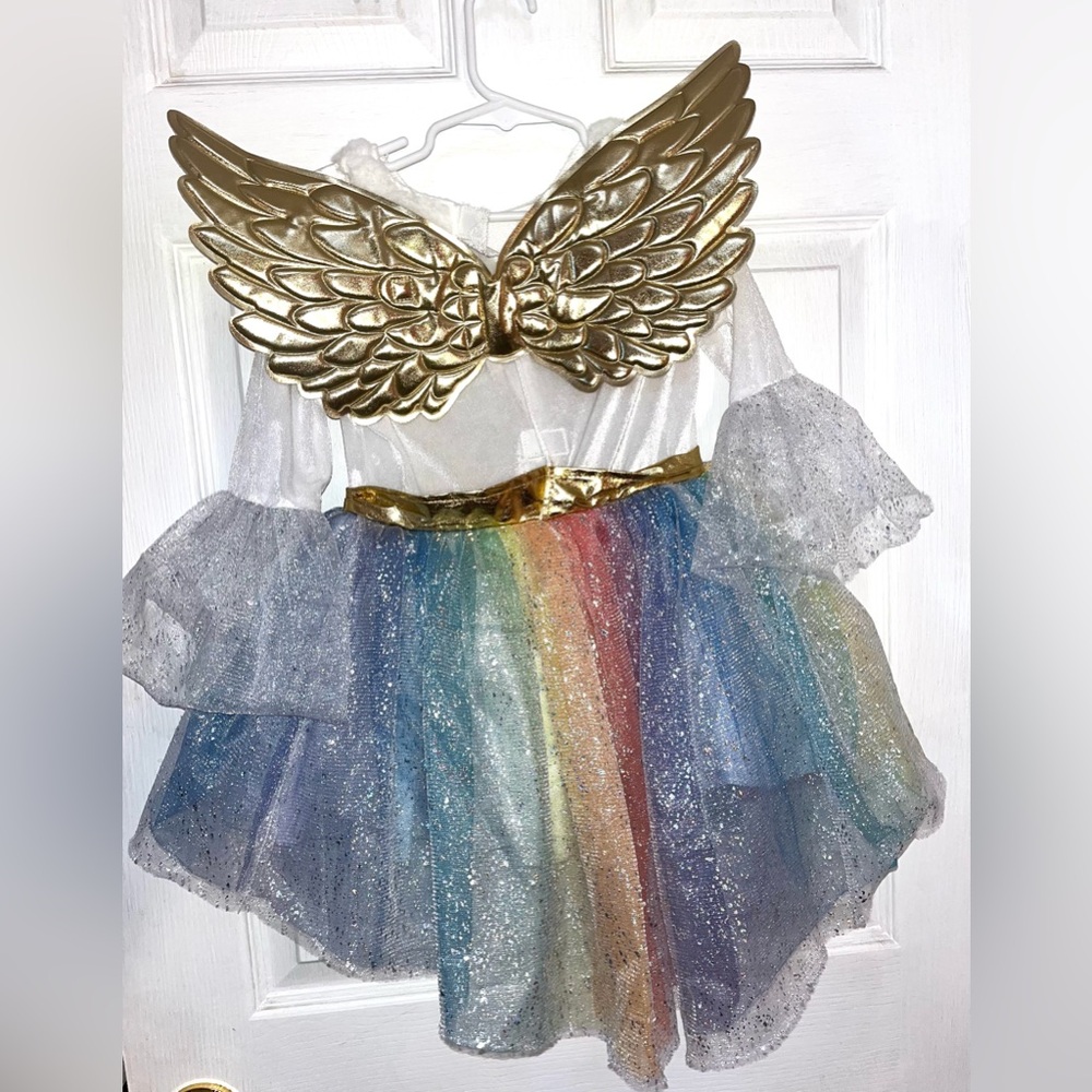 NEW*Girl’s unicorn dress With Golden Wings and Head Band 2-3T 100% Polyester - Picture 4 of 6